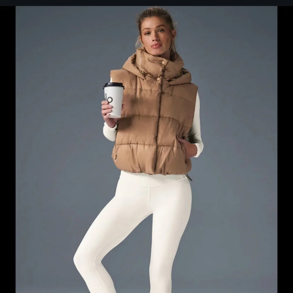 ALO Yoga Quilted Puffer Vest in Camel Tan - Picture 1 of 10
